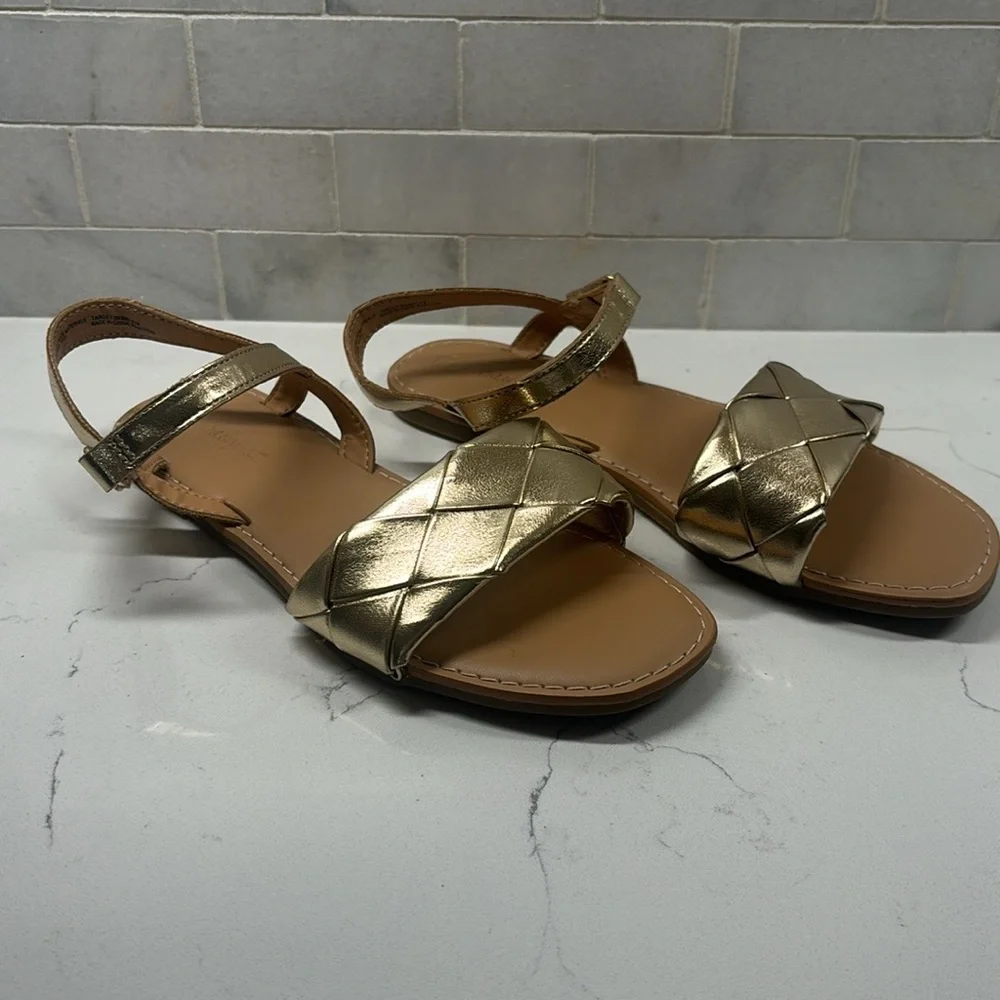 Girls Metallic Gold Braided Sandles, Cat & Jack, Size 4